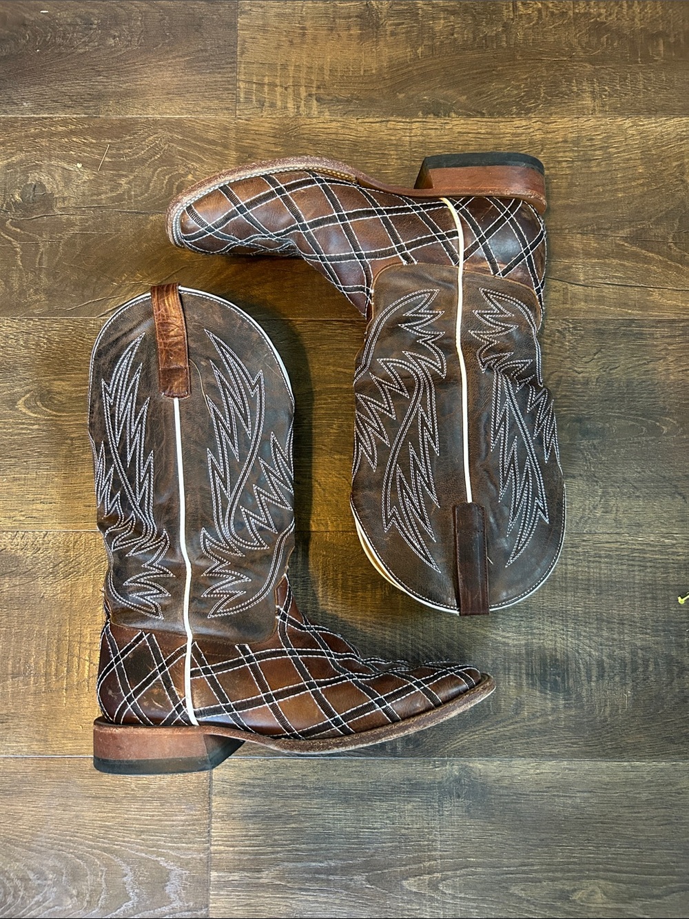 HP by Anderson bean Brown Quilted Leather Western Cowboy Boots